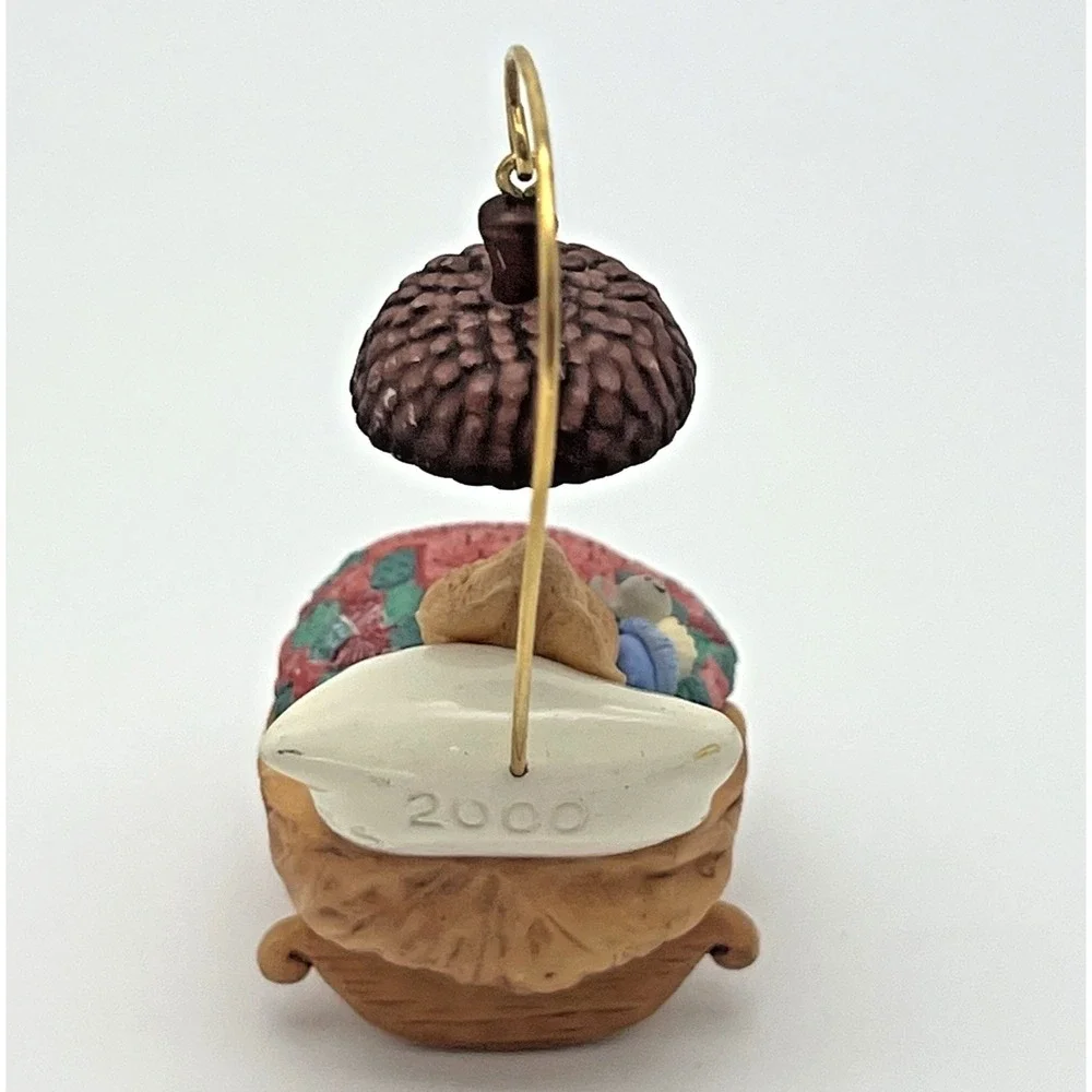 Hallmark‎ Keepsake Ornament Baby's First Christmas Sleeping Mouse in Walnut 2000